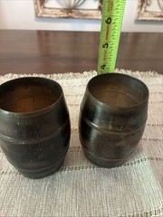 VINTAGE RARE SET OF 2 STYSON METAL BARREL MUGS MADE IN OCCUPIED JAPAN, 1950