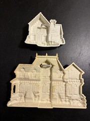 2 Burwood Products Sculpted Plastic Victorian Mansion House Wall Hangings 1980s
