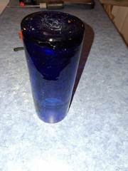 Vintage Hand Blown Cobalt Blue Glass Bud Flower Vase Cylindrical