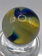 .87″ Akro Blue Egg Yolk Shooter Marble- #CE128