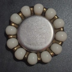 VTG Fisher Jewel Tray Art Deco Vitro Agate Hammered Brass White Marbles-READ*