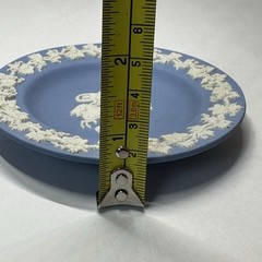 Wedgwood Blue Jasperware Round Trinket Dish Neoclassical “Athena in Chariot”