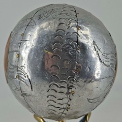 Hand made mixed metal stamped copper sun face Ball Orb Sphere decor