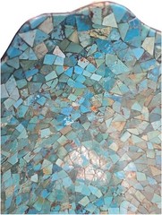 Jay King Turquoise Inlay Scalloped Edge Mosaic Bowl 12x7x3 Stainless Steel COA