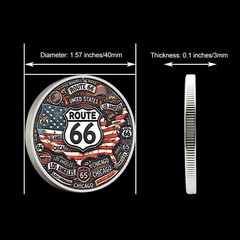 Route 66 USA Commemorative Coin Classic Car & Diner Collectible Travel Souvenir