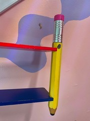 Vintage 1980’s Pierre Sala Big Pencils Wall Shelf Primary Colors 80’s Retro