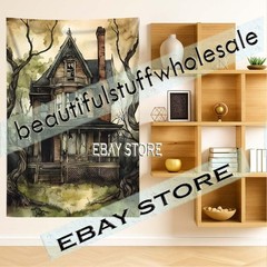 Abandoned Ghost Mansion Cloth Wall Tapestry haunted gothic style 59X82 in