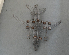 Hand-made wire jet plane