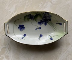 Small Hand Painted Nippon 7.5” Porcelain Dish w/ Violets.