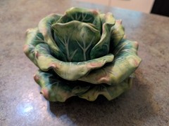Vintage Detailed Ceramic Life-Like Cabbage 7.5″ X 4.25″ Unknown Maker