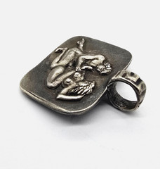 Ancient Roman Erotic Silver Pendant Rare Classical Couple Relief Artifact