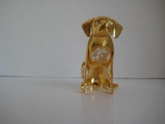 KG & Co. Gold Plated Yellow Lab Dog Swarvoski Crystals 3 in.