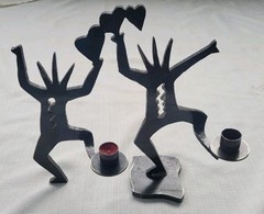 Vintage Original Ivan McLean Cut Steel Metal Sculpture Candle Holder Heart 1998