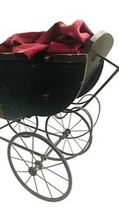Antique 1800 Uhlen Carriage Rochester NY With Victorian Dolls Metal Wheels Rare