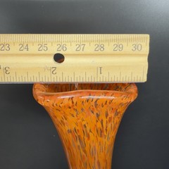 2004 Hand Blown Art Glass Vase Vessel Orange Red Spots Artist Signed Vase VTG
