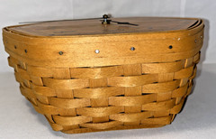 Longaberger Hexagon Clock Basket Artisan Signed No Writing on Face RARE 1997 USA