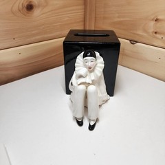 vintage Pierrot mime tissue holder figurine Taste setter by Sigma 1980s Art Deco