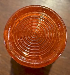 VTG Amberina Orange Daisy Tulip Glass Votive Toothpick Holder 2 1/2 Floral Glows