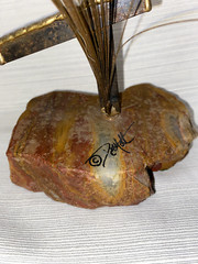 Handcrafted John DeMott Brass Mailbox on Onyx Base With Bird Sculpture
