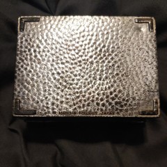 Vintage~Jewelry Box with broken hinge~Silver~4 3/8″ x 3 5/8″~Occupied Japan~1940