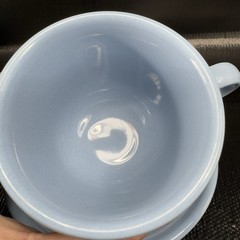 Fiestaware USA Pottery Periwinkle Blue Teacup And Saucer Set Stoneware Vintage