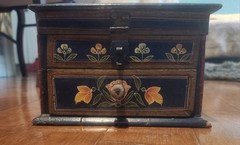 SCANDI BOX vtg swedish jewelry chest scandinavian denmark wood painting norway