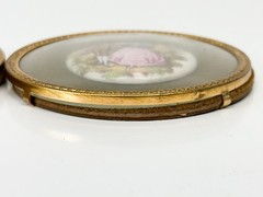 Victorian Signed Fragonard Framed Porcelain Rounds Antique Art Couple Love