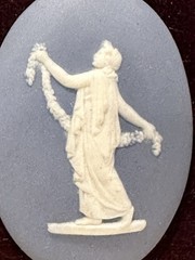 Antique Wedgwood Jasperware Plaque – Classical Lady with Garland, Framed