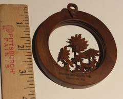 Vtg Marlow Woodcuts 3 Sunflowers – Round Frame 3″