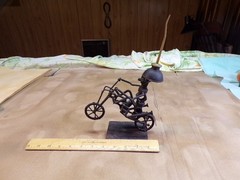 VTG Motorcycle Sculpture from Oil Can and Other Metal Objects