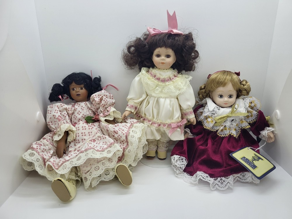 Paradise Galleries, Classic Treasure Porcelain Jointed Doll & Petite Porcelain