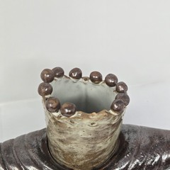 Handmade Studio Pottery Sculptural Vase Textured Brutalist Stoneware Art Vessel