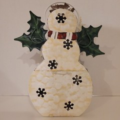 HOME INTERIORS 10″ Metal Snowman Lantern Votive Candle Holder Christmas Holiday