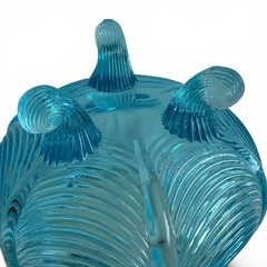 Vintage Fenton Blue Drape Opalescent Footed Rose Bowl Vase