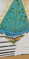 VTG 1990’s Hand-Painted Cat Wall Pocket, Tin w/Metal Mesh & Dragonfly Accents