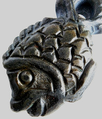 300 BC Ancient Carved Engraved Gemstone Pendant Medallion Amulet Fish