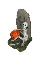 Vintage Halloween Scenes Air Planter Skeleton “Here Lies Hairy Scary” Tombstone