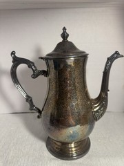 Vintage Unbranded Silver-Plated Footed Coffee/Tea Server, Hinged Lid, Fast Ship
