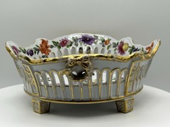 Antique Von Schierholz Reticulated Porcelain Basket Bowl Germany 1907-1927
