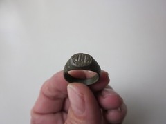 very rare ancient Viking engraved massive small bronze ring with runes. IX – X A