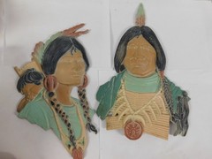 Made In USA Sexton Native American Indian Cast Aluminum Wall Hanging I H 2