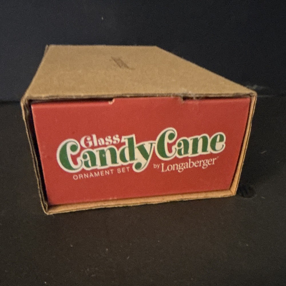 Longaberger Glass Candy Cane Ornament Set of 4 hand shaped NEW in box