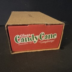 Longaberger Glass Candy Cane Ornament Set of 4 hand shaped NEW in box