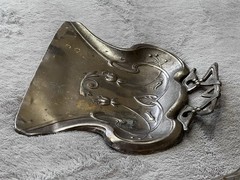 Antique Art Nouveau Brass Crumb Dustpan & Brush Set “Silent Butler” c.1900–1940