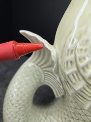 Vintage FITZ & FLOYD Hand Painted KOI Fish & SHELL PITCHER/VASE (Signed) READ!