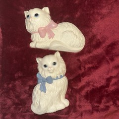 Vintage 1980s Home Interiors White Kittens Cats Wall Décor Art Plaques Boy Girl