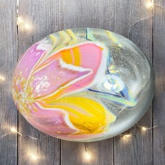 1985 Glasshouse Studios Signed Hand Blown Art Glass Oil Lamp Vase Paperweight