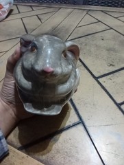 Vintage Avon Gray Bunny Rabbit Planter Hand Painted In Brazil 7″