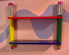 Vintage 1980’s Pierre Sala Big Pencils Wall Shelf Primary Colors 80’s Retro