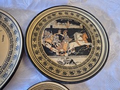 Hand Painted Set Of 4 Greek Mythology, Terracotta Display Plates Greece Origin